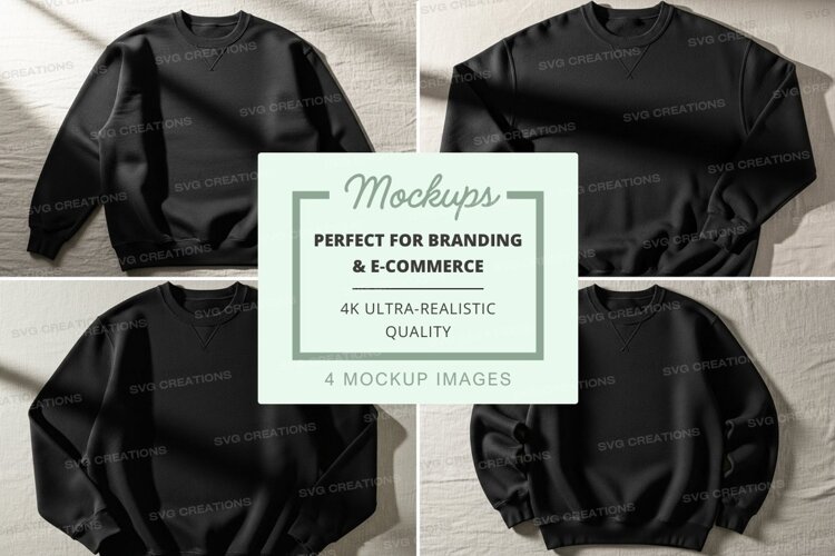 Black oversized sweatshirt mockup on mannequin flat lay example image 1