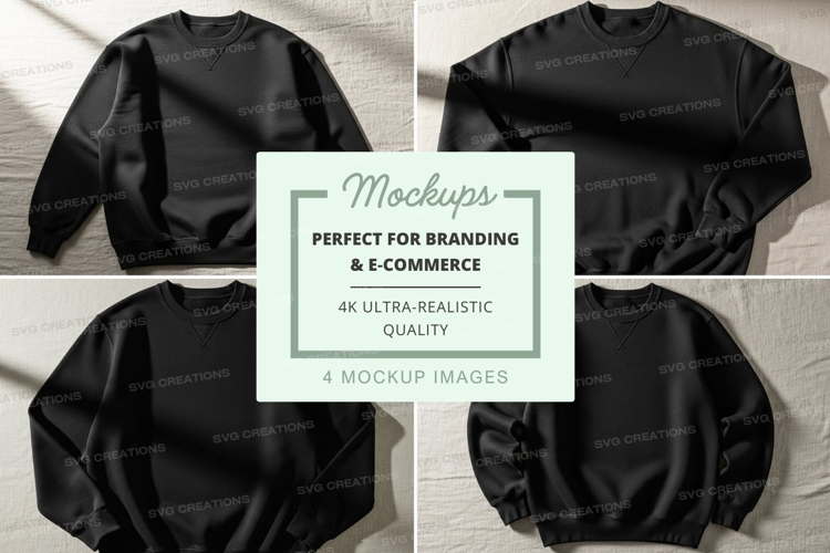 Black oversized sweatshirt mockup on mannequin flat lay