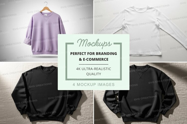 Minimalist sweatshirt mockup on hanger and flat lay example image 1