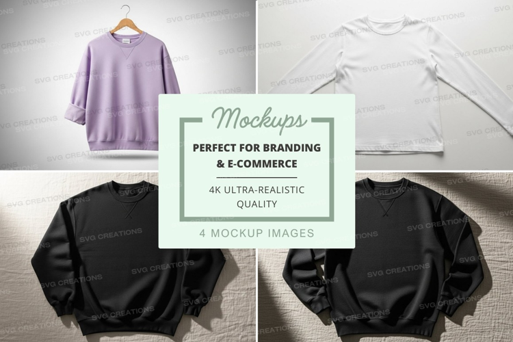 Minimalist sweatshirt mockup on hanger and flat lay