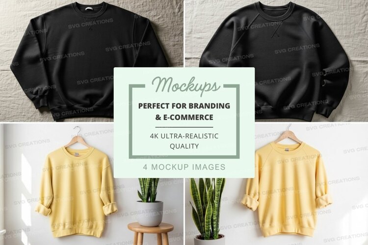 Black and beige oversized sweater mockup on hanger with plan example image 1