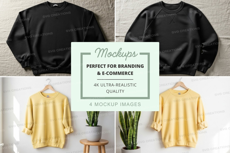 Black and beige oversized sweater mockup on hanger with plan