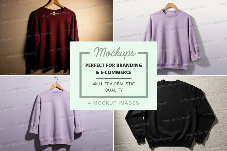Women's sweatshirt mockup on hanger minimalist display