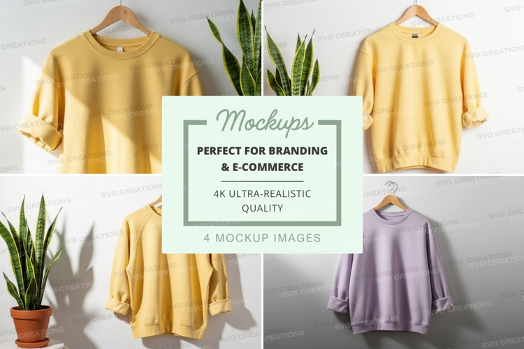 Women's oversized sweater mockup with plants minimalist disp