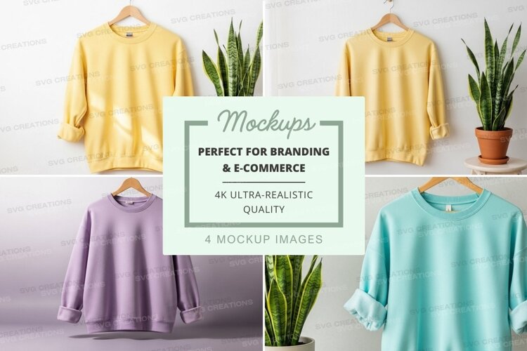 Women's sweater mockup with plants minimalist display example image 1