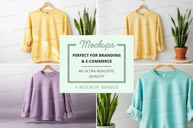 Women's sweater mockup with plants minimalist display