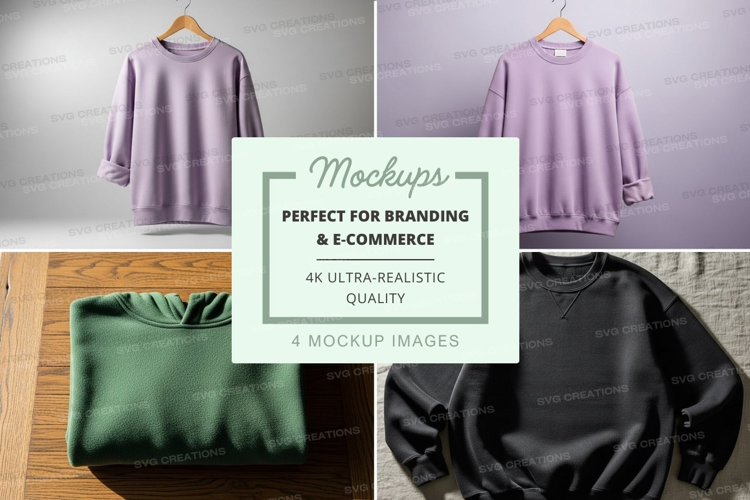 Women's sweatshirt mockup on hanger and flat lay minimal des