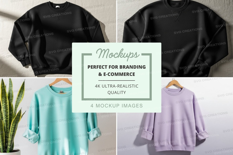 Black and pastel sweatshirt mockup on hanger minimalist