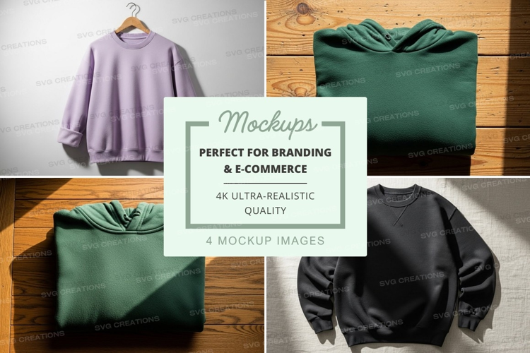 Sweatshirt mockup on wooden hanger minimal display