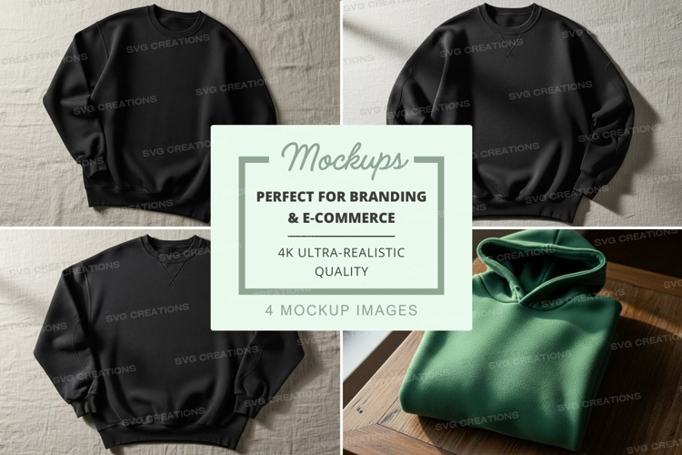 Black hoodie and green tote bag mockup on brick wall