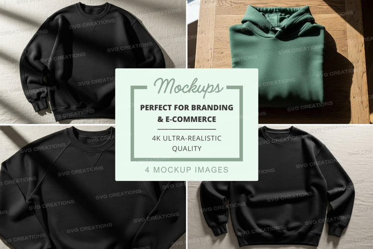 Black hoodie mockup on wooden hanger minimal display