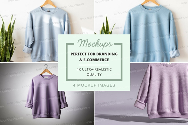 Women's sweatshirt mockup on hanger minimalist display