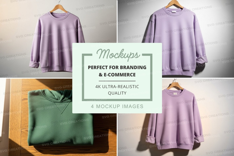 Lavender sweater mockup on hanger minimalist display