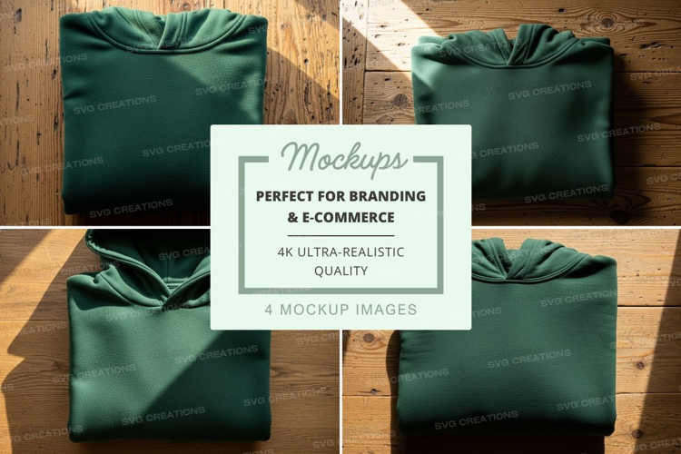 Green fabric pillow mockup on wooden surface minimalist deco