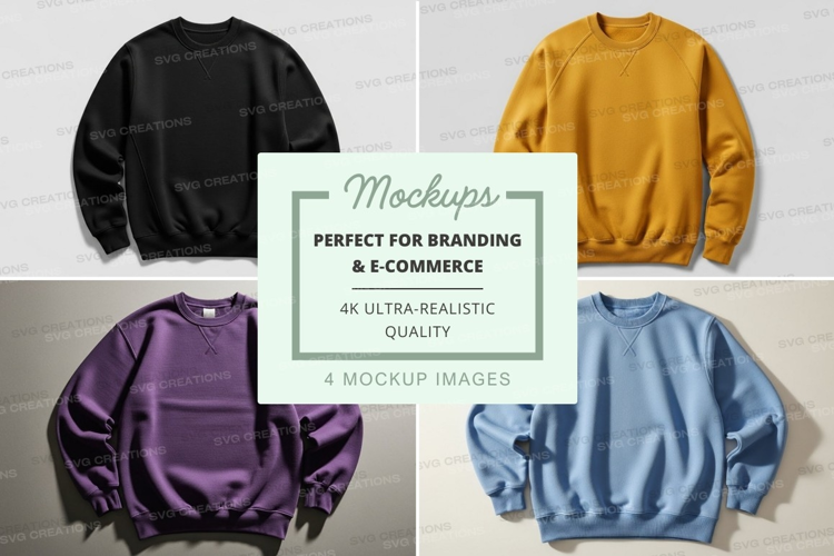 Four blank hoodie mockups on white background minimalist