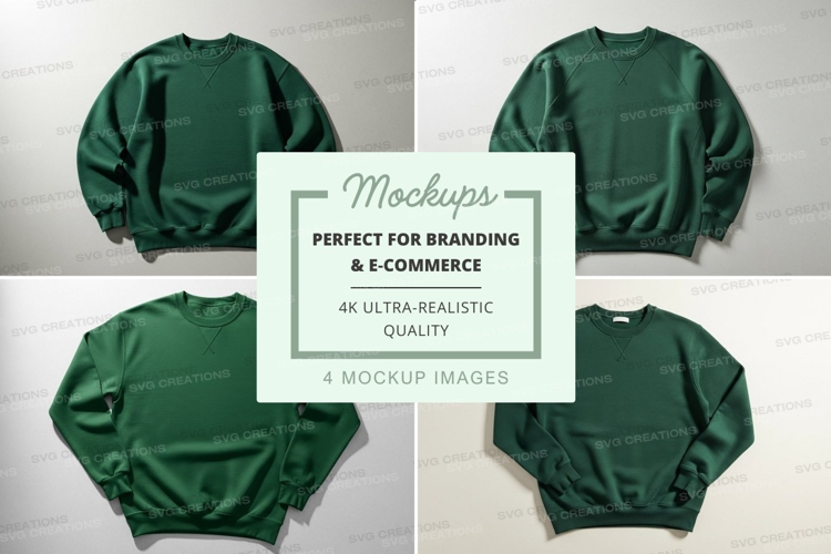 Green sweatshirt mockup flat lay minimal design
