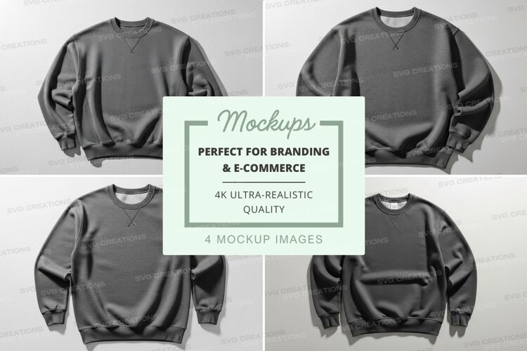 Gray sweatshirt mockup front back minimal design example image 1