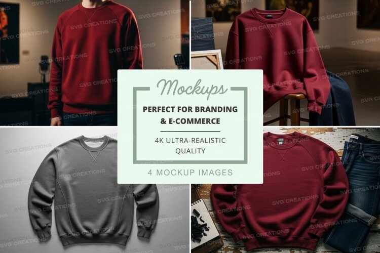 Burgundy and grey sweatshirt mockup on mannequin display example image 1