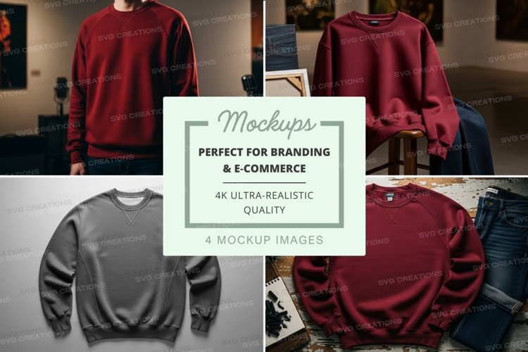 Burgundy and grey sweatshirt mockup on mannequin display