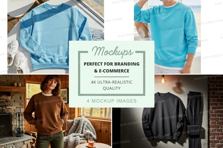 Blue hoodie mockup on mannequin and model lifestyle