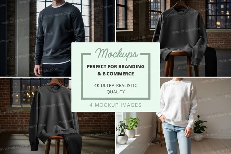 Gray sweatshirt mockup on mannequin indoor lifestyle display example image 1