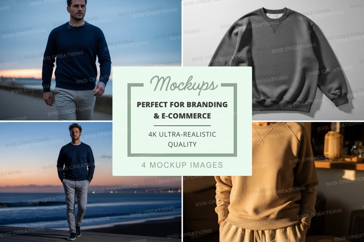 Man casual sweater mockup sunset urban lifestyle