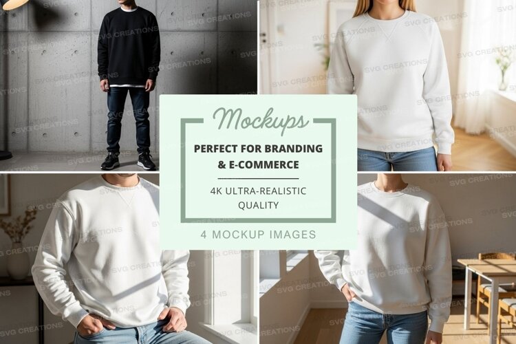 White sweatshirt mockup on mannequin indoor lifestyle example image 1