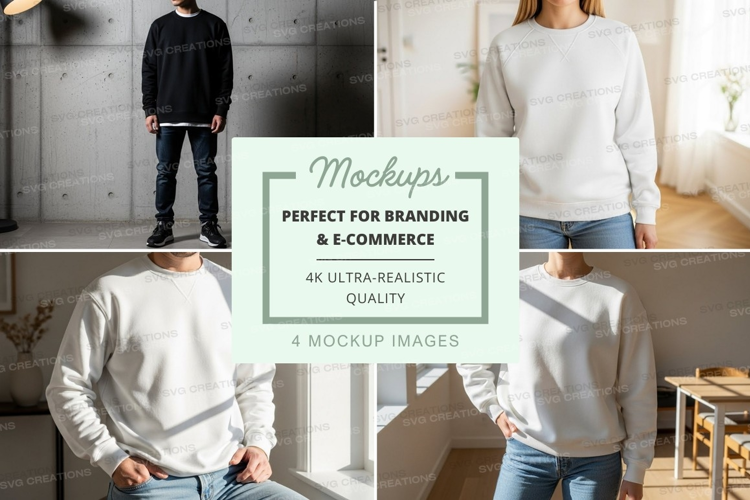 White sweatshirt mockup on mannequin indoor lifestyle