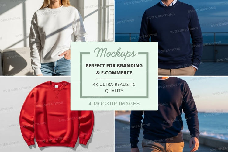 Woman and man sweater mockup on white background casual styl
