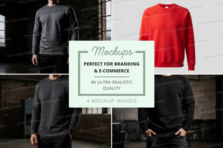 Men's sweater mockup casual urban style front back view