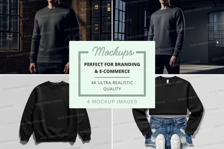 Black sweatshirt mockup on mannequin and model outdoor example image 1