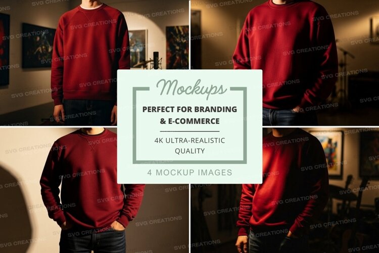 Red sweatshirt mockup on mannequin in studio display example image 1