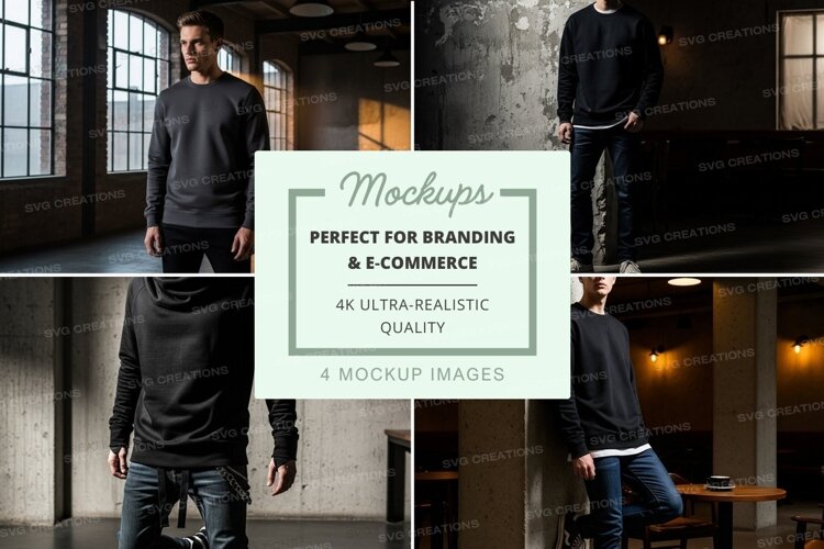 Male model mockup gray hoodie urban loft minimalist example image 1