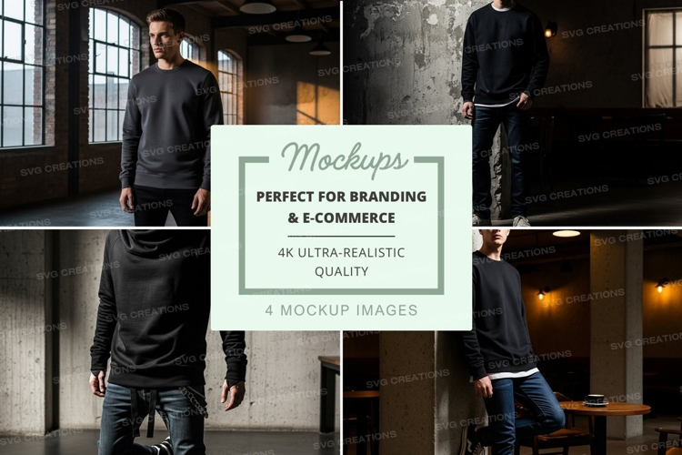 Male model mockup gray hoodie urban loft minimalist