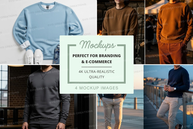 Men casual sweatshirt mockup on hanger outdoor lifestyle