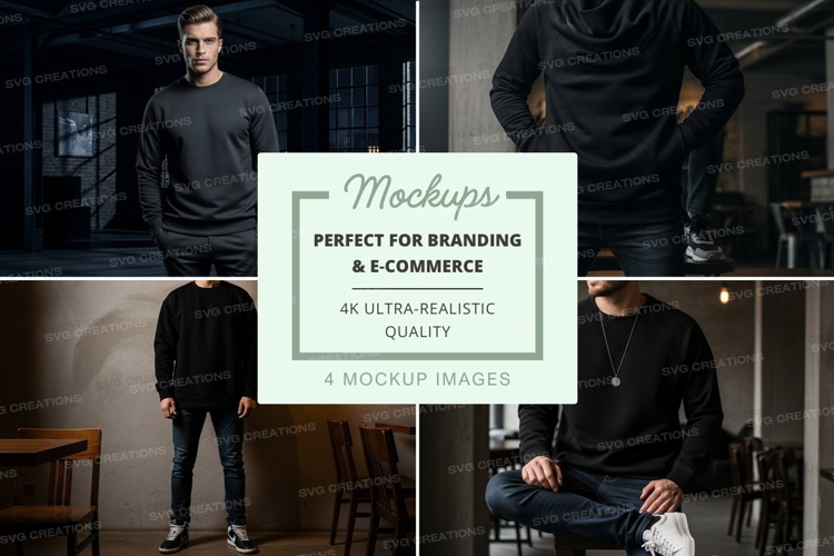 Man in black hoodie mockup indoor urban lifestyle