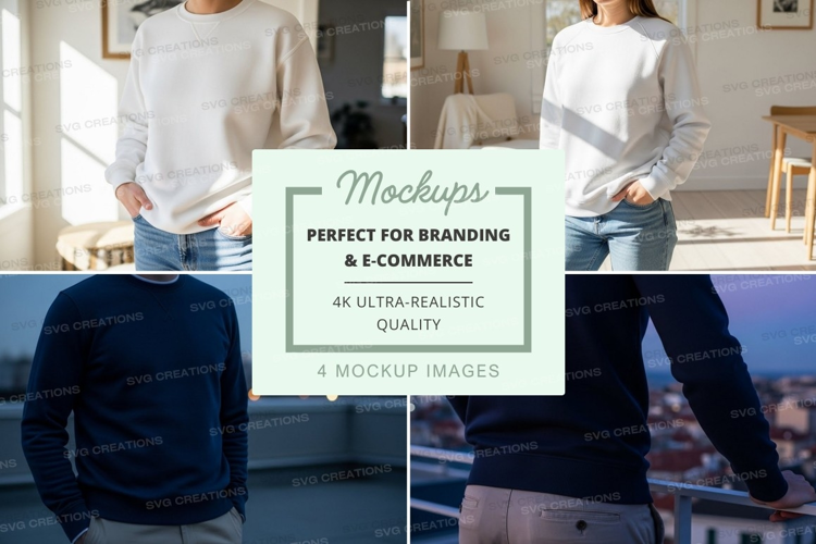 Woman wearing blank white hoodie mockup indoor lifestyle