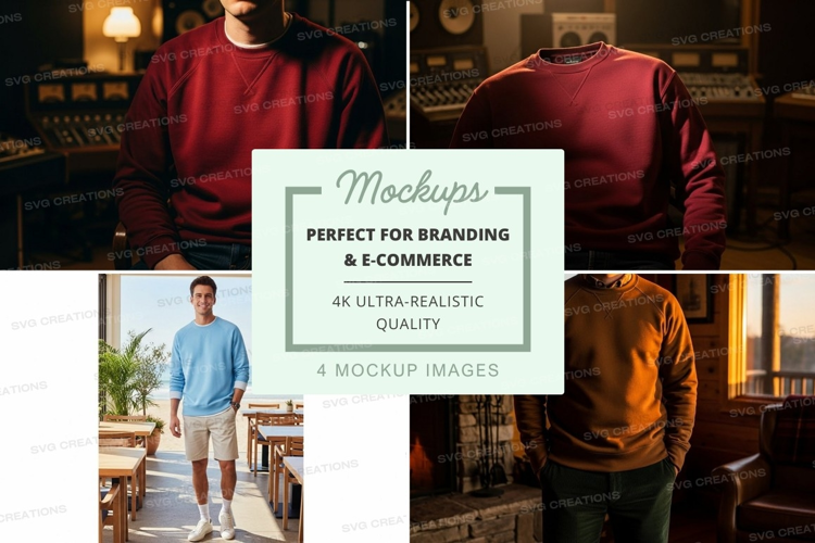 Men's sweater mockup on hanger and model outdoor lifestyle