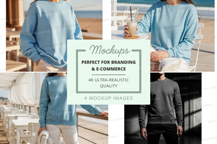 Woman wearing oversized sweater mockup outdoor lifestyle