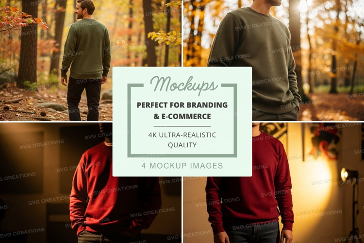 Man walking autumn forest mockup layered perspective