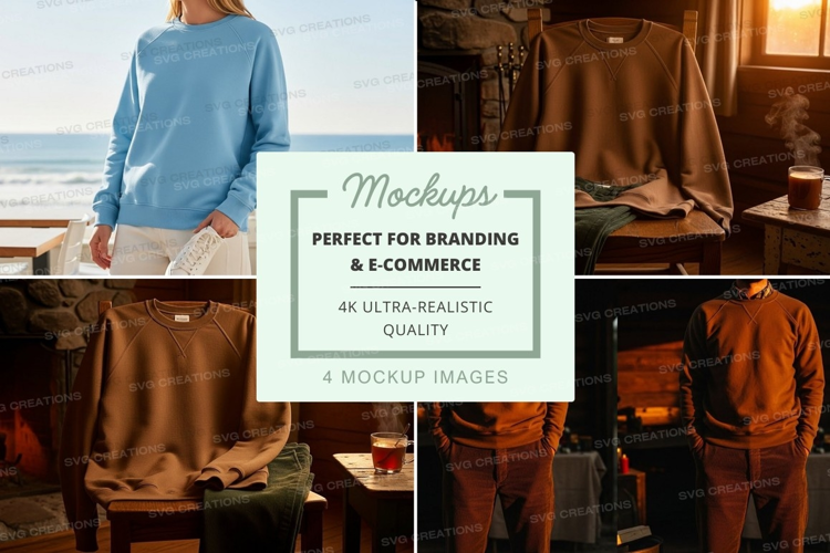 Clothing mockup display on wooden rack by ocean sunset