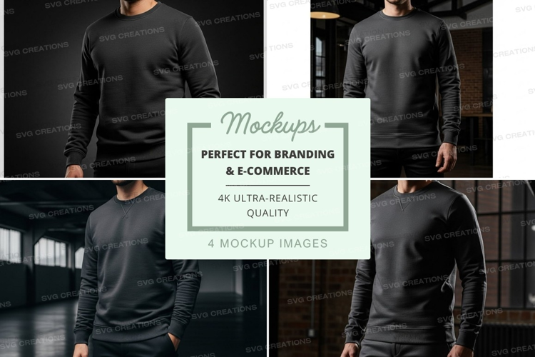 Black long sleeve shirt mockup front back view minimalist st