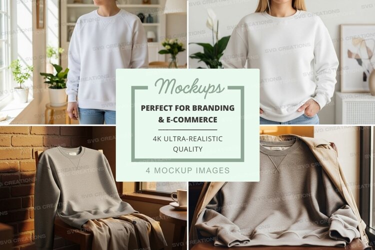 Woman sweater mockup cozy home lifestyle display example image 1