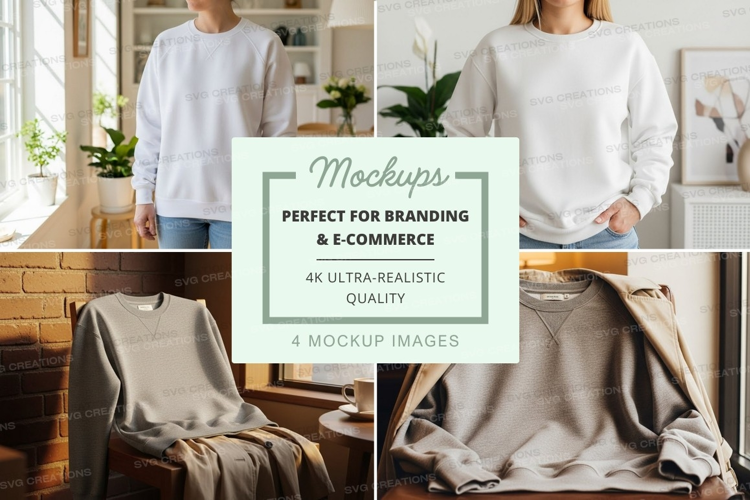 Woman sweater mockup cozy home lifestyle display