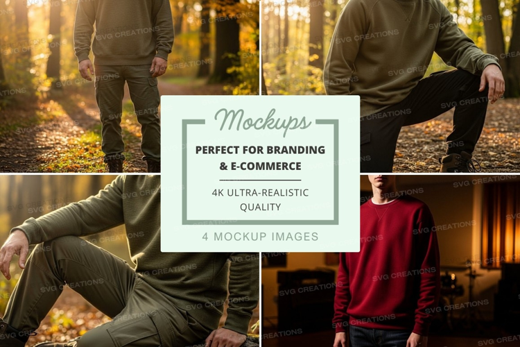 Man stretching mockup autumn park reflection fitness