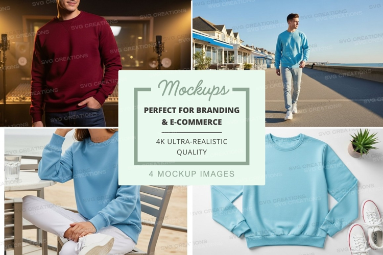 Casual oversized sweatshirt mockup on model by ocean boardwa