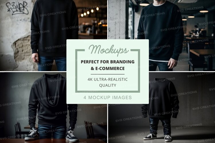 Black hoodie mockup on mannequin urban cafe backdrop example image 1