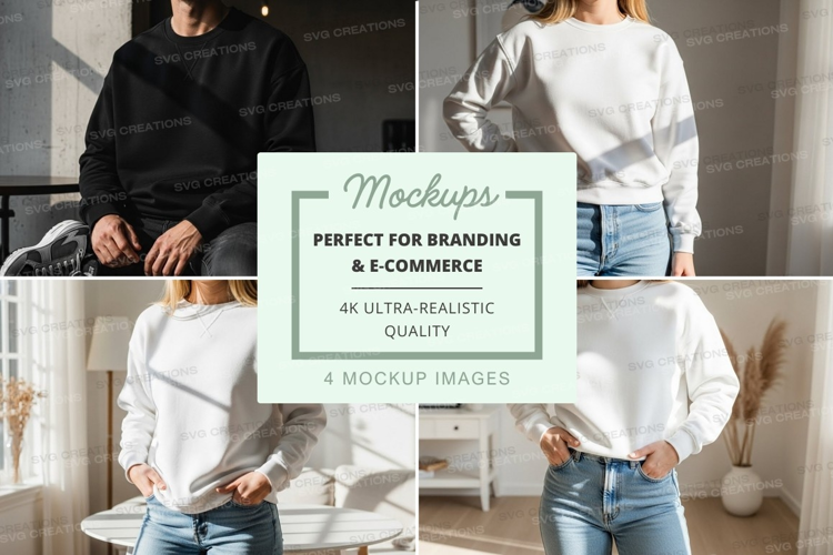 Woman casual sweater mockup indoor lifestyle minimalist