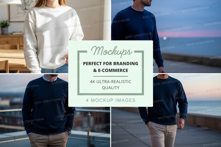 Couple mockup walking seaside sunset casual wear