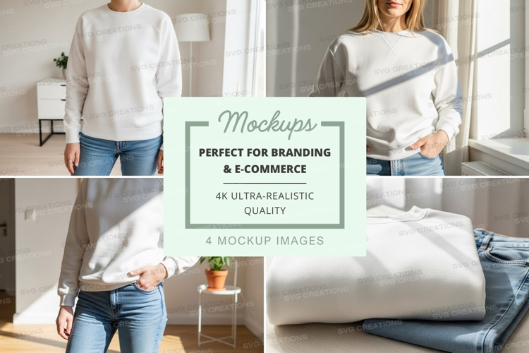 Woman holding bedding mockup in modern bedroom